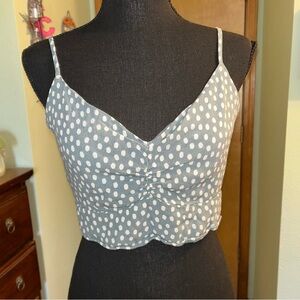 Abercrombie & Fitch grayish blue spaghetti strap crop top polka dots size XL